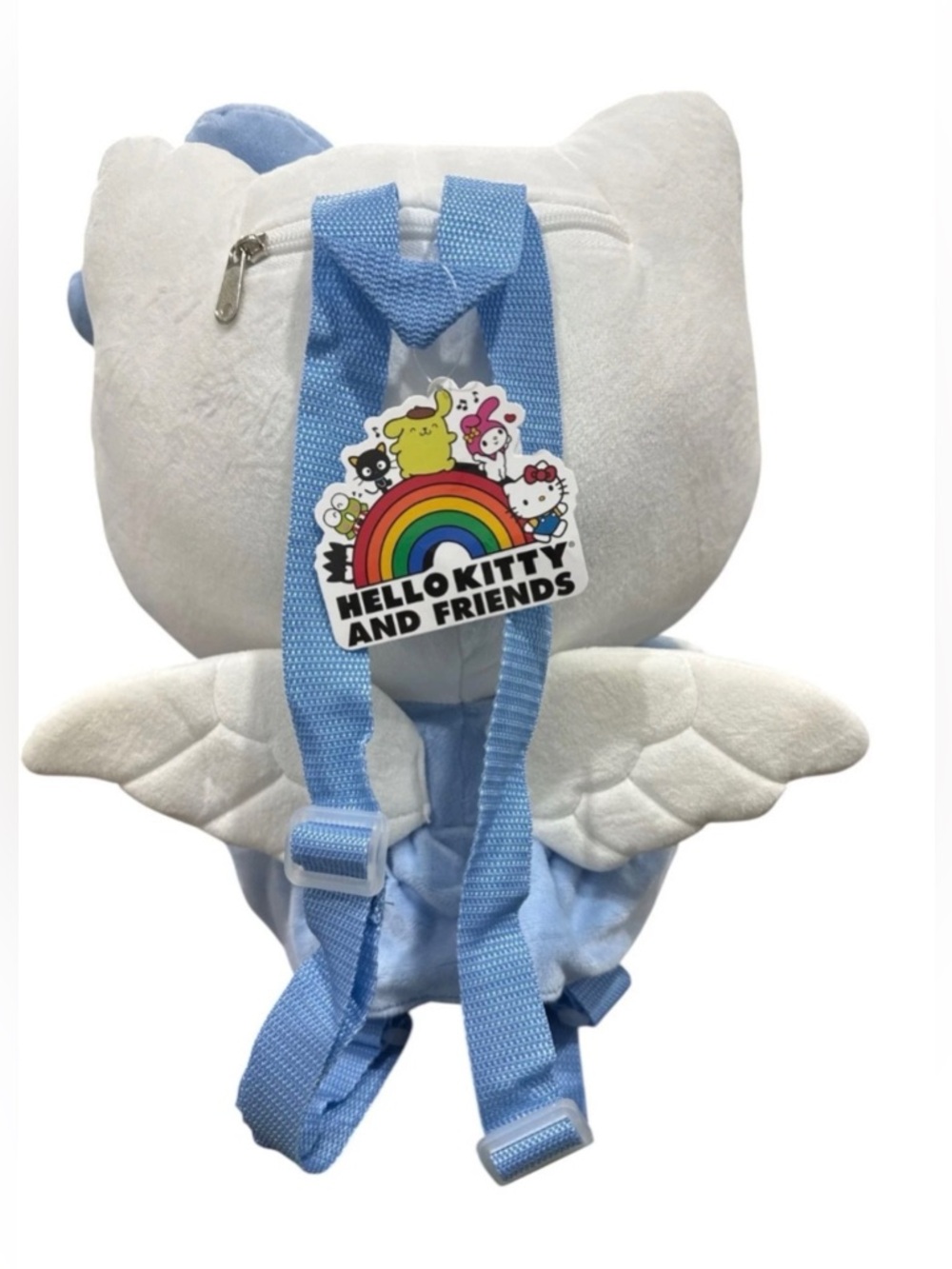 Hello Kitty Plush Backpack With Blue Dress & Bow - Soft Angel Wing - Picture 3 of 5